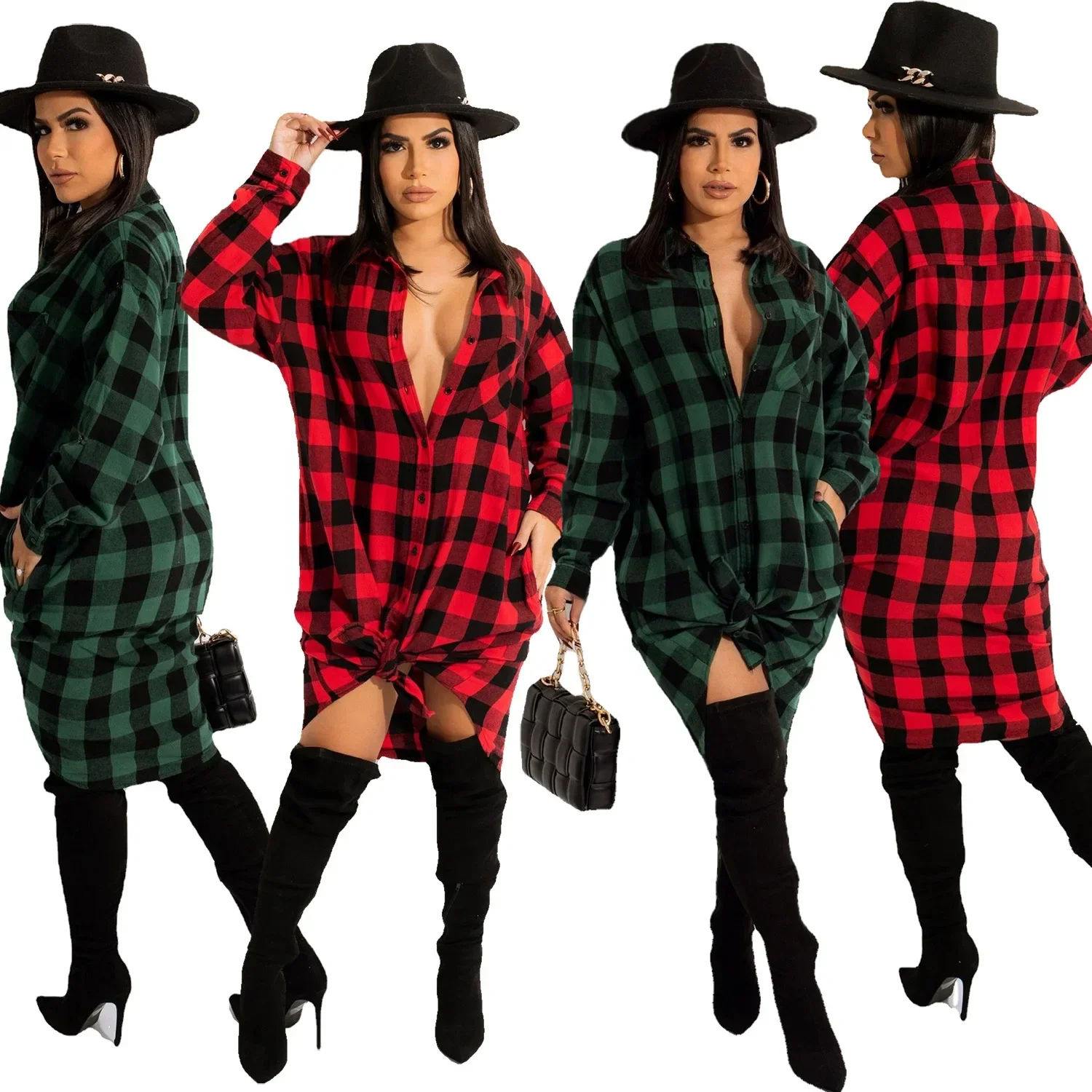 Ladies Plaid Long Sleeve Lapel Single-Breasted Slim Coat Spring And Autumn Outdoor Age-Reducing Casual Coat