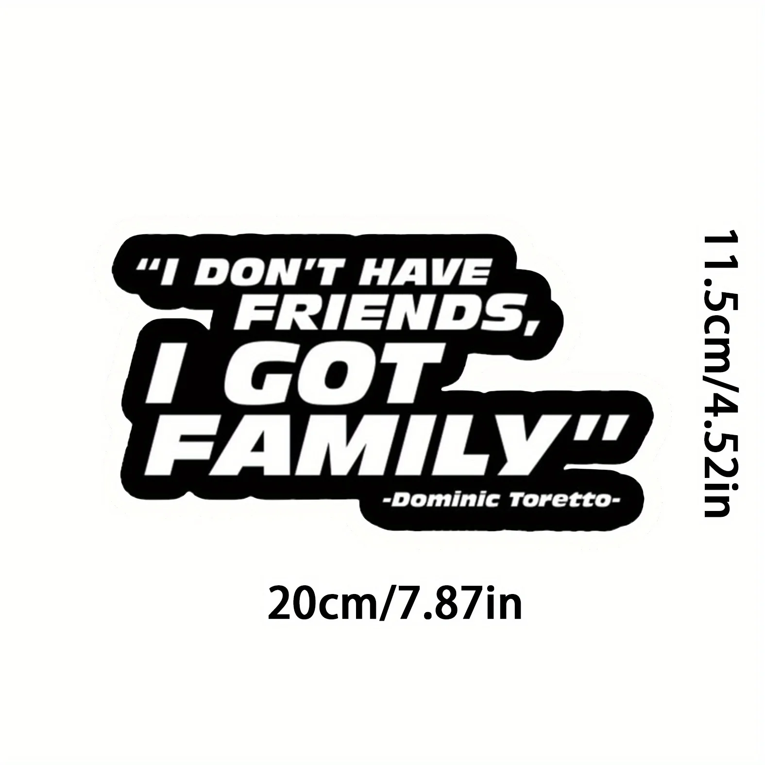 Vinyl Matte Fast And Furious Inspired Car Decal, Cartoon Pattern, Self-Adhesive Waterproof Single Use with Dominic Toretto Quote
