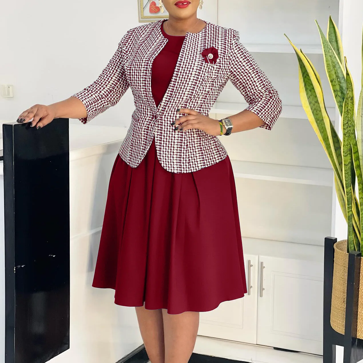 

African Style Dresses For Women 2025 Africa Clothing Winter Elegant Ankara Dresses Elastic Fashion Jacket + Vest Dress For Lady