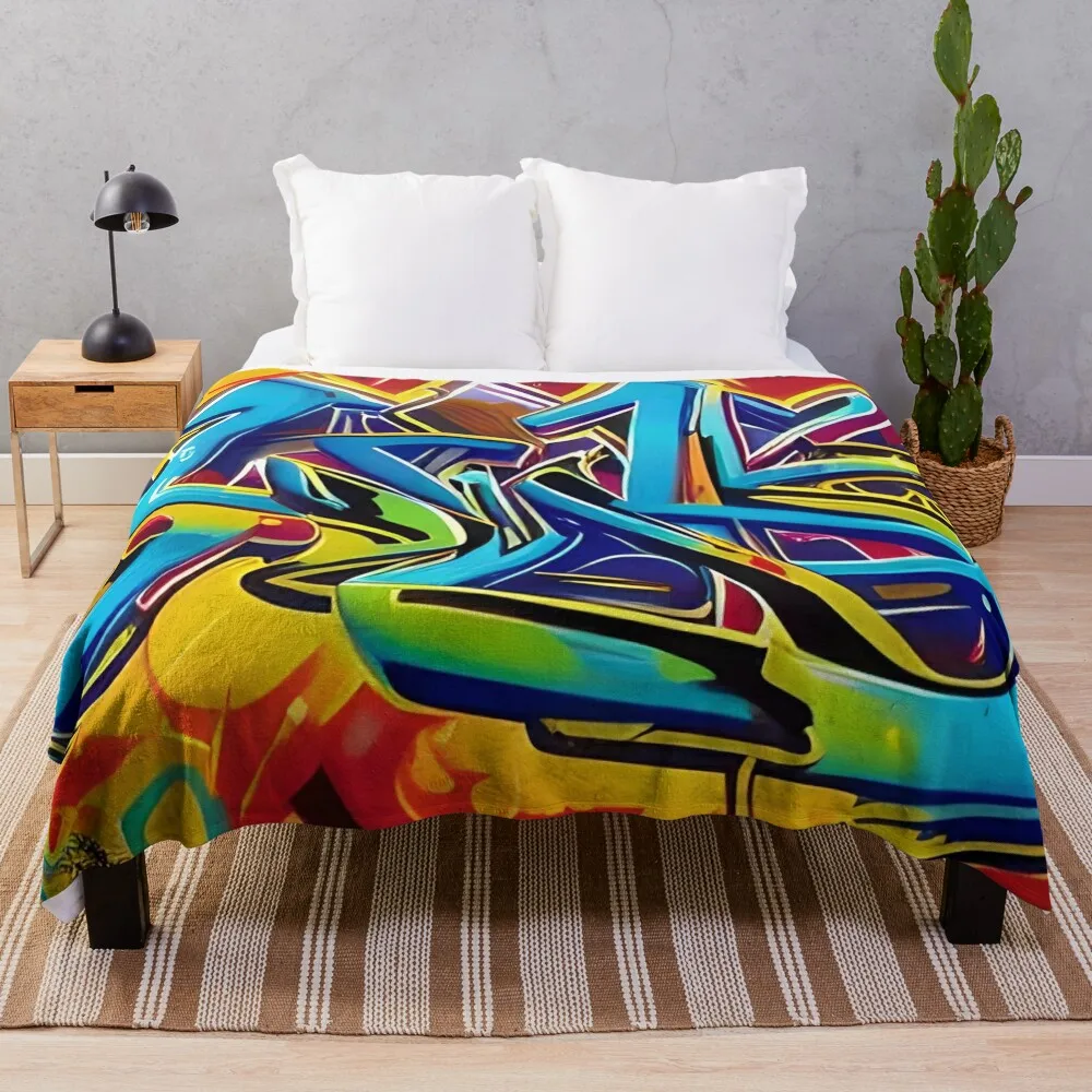 

Street Art Meets Abstract Design In Vibrant Digital Fusion 334 Throw Blanket anime wednesday valentine gift ideas Blankets