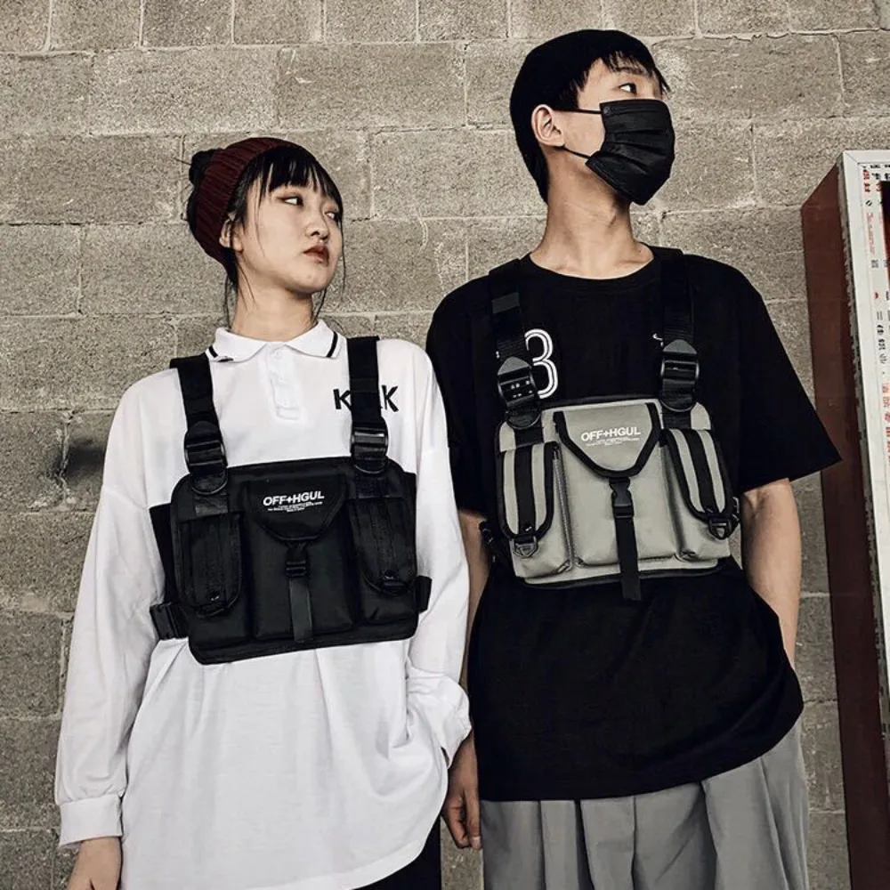 New Nylon Cool Backpack 4 Colors Adjustable Vest Bag Reflective Design Wear-resistant Chest Pack Men/women