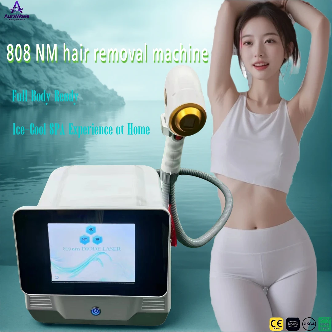 

Diode Laser Hair Removal 4 Wavelengths Ice Cooling Painless Permanent Hair Remover for All Skin Types Face Body Bikini At Home
