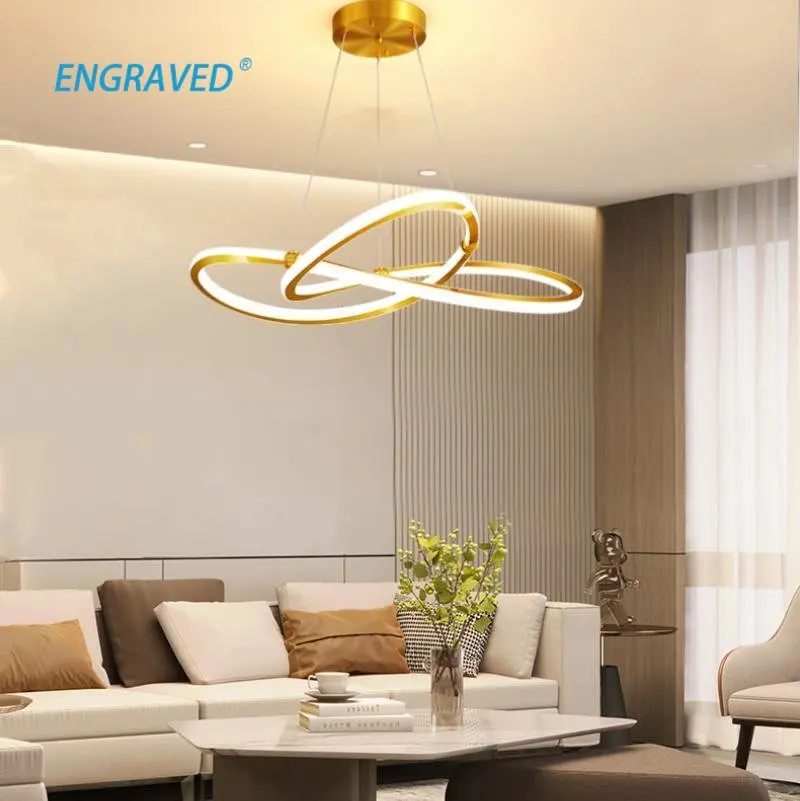 ENGRAVED Living Room Chandelier All Copper Modern Simple Dining Room Bedroom Atmosphere Nordic Intelligent Light Luxury Lamp