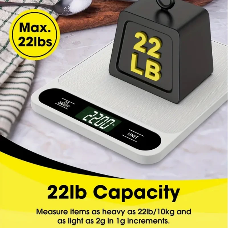 1pc Food Scale 22lb/10kg 5kg Digital Kitchen Scale Grams And Oz For Baking Cooking And Weight Loss 1g/0.04oz Precise Graduation