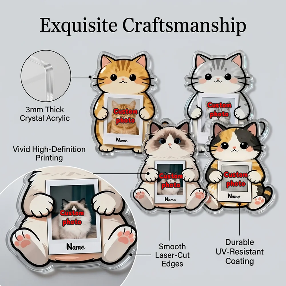 1 customized beloved pet cat photo name refrigerator sticker, tri colored cat gold gradient silver gradient cute avatar custom