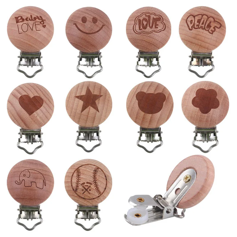 

ABCPICK 20pc Wooden Pacifier Clip Nursing Accessories Beech Wood Clips Chewable Teething for DIY Dummy Clip Chain Baby Teether