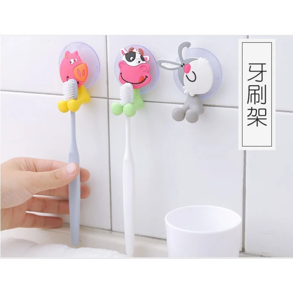 Cute Toothpaste Toothbrush Holder Animal Suction Cup Hooks Bathroom Accessories Set Toothbrush Holder Toothpaste Dispenser