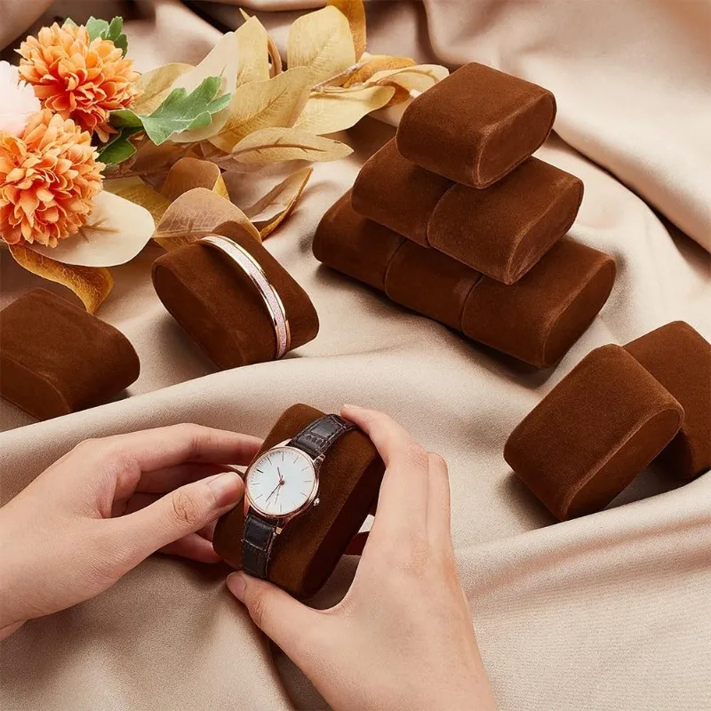 12pcs Velvet Bracelet Pillows Watch Display Pillows Brown Bangle Pillows Jewelry Display Racks for Small Business Sales Home