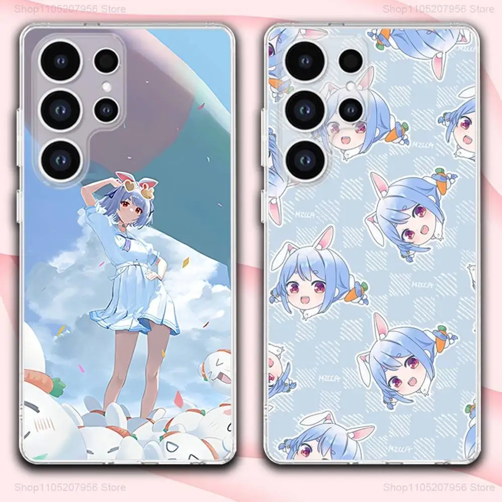 

U-Usada-S Cute P-Pekora Phone Case For Samsung A30,71,51,S9,10,20,Ultra,FE,Lite,S25,24,22,23,21,PIus,Transparent, Silicone