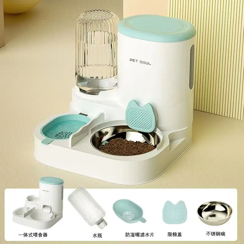 

Automatic pet feeder and water dispenser for cats and dogs, including cat bowls, dog food bowls for eating and drinking cat food