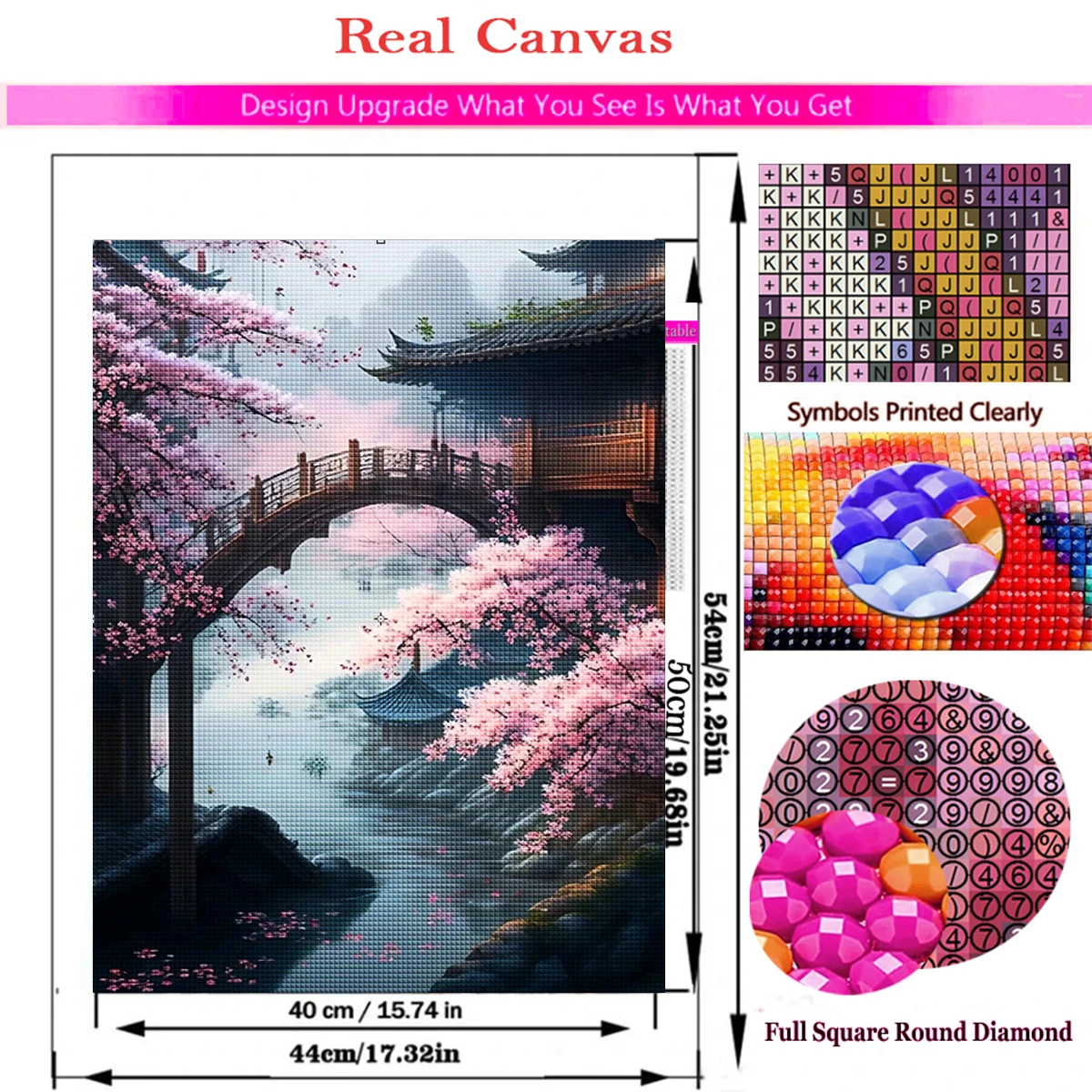 Japanese Cherry Blossoms DIY Diamond Painting Cross Stitch Kits Temple Landscape Diamond Mosaic 5D Embroidery Home Decor Gifts