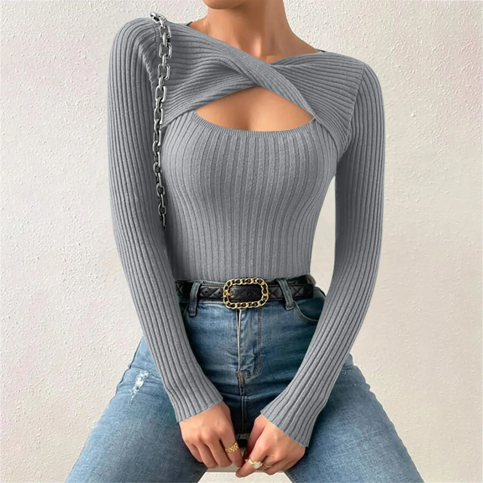 Women Sexy Solid Turtleneck Knitted Sweater Long Sleeve Hollowed Out Pullover Female Fashion Comfort Casual Slim Outerwear