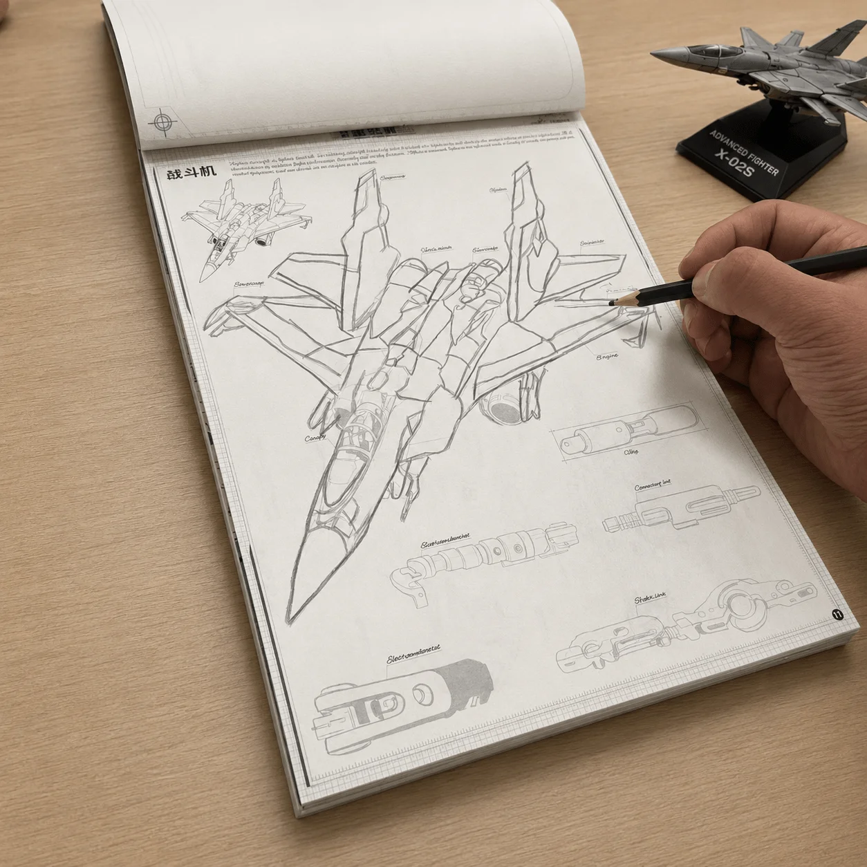 Cahier de traçage de croquis d'avions 72 pages, cahier d'exercices de dessin au trait de chasseurs et d'hélicoptères, livre de copie de dessins pour garçons, passe-temps créatif