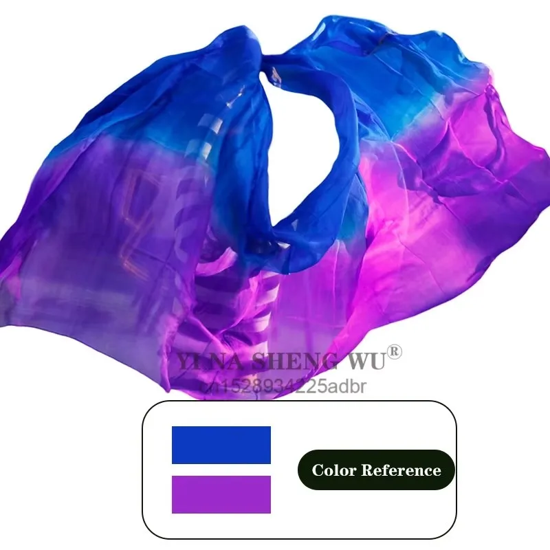 100% xale de seda para dança do ventre xales dança do ventre lenços de véu de seda rosto personalizado lenço lançado cor gradiente branco laranja