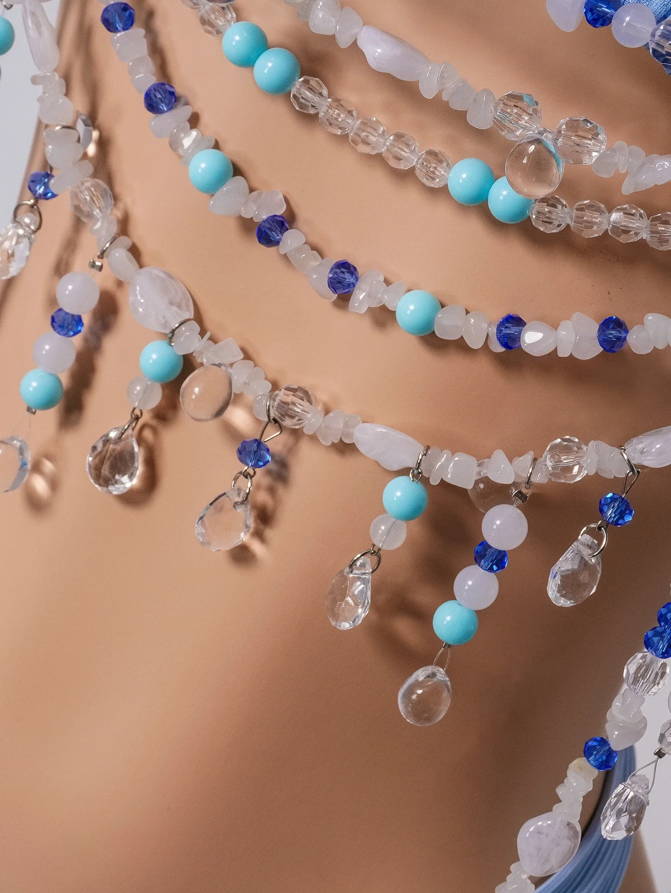 Sexy transparente Perlen Halskette Top für Frauen Nachtclub funkelnde Diamant Körper Kette Weste Sommer durchsichtige Mesh Unterhemd