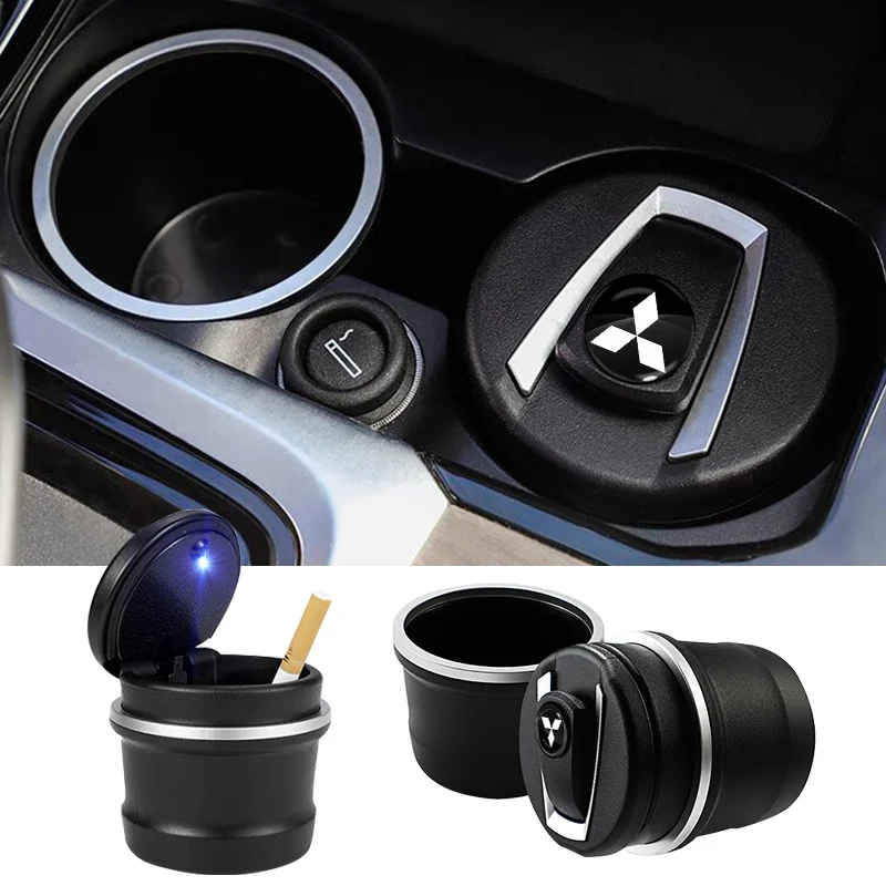 Portable Car LED Ashtray Cigarette Ash Holders Cup For Mitsubishi Ralliart Outlander Pajero Lancer ASX Carisma L200 Galant