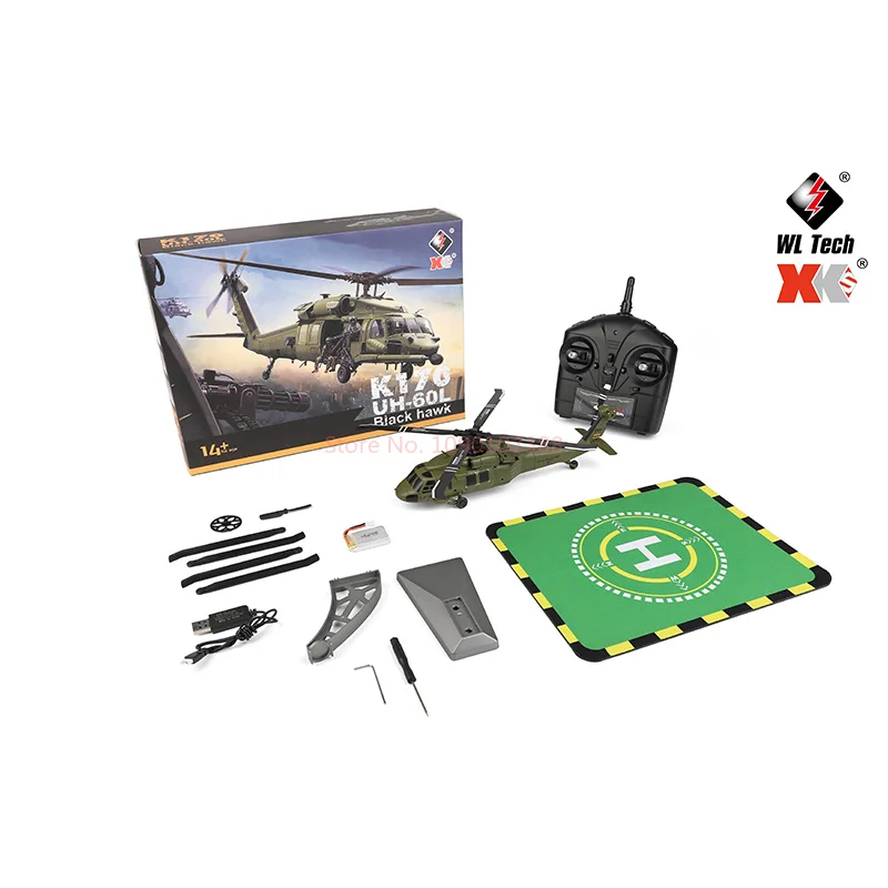 WL Tech K170 Black Hawk UH60L RC Helicopter - Simulated Four-Channel Brushless Four-Propeller Fixed-Altitude Training Model