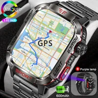 Reloj inteligente para deportes al aire libre para hombre, rastreador GPS de 2,01 "", brújula, linterna LED, batería de 600mAh, resistente al agua, llamada Bluetooth, reloj inteligente para hombre