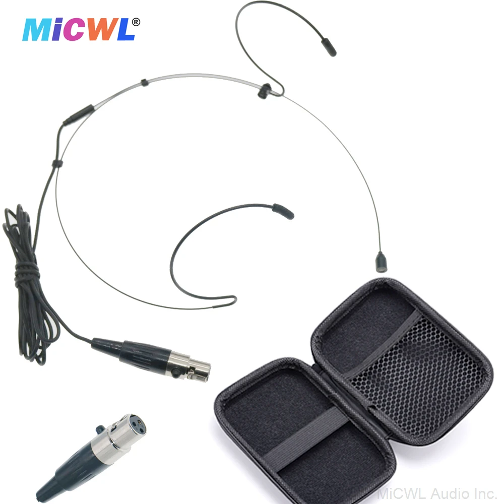 CM310 Black Mini XLR 3Pin Double Ear Hanging Headset Microphone For AKG Samson Gemini Wirelss BodyPack with Zipper Case