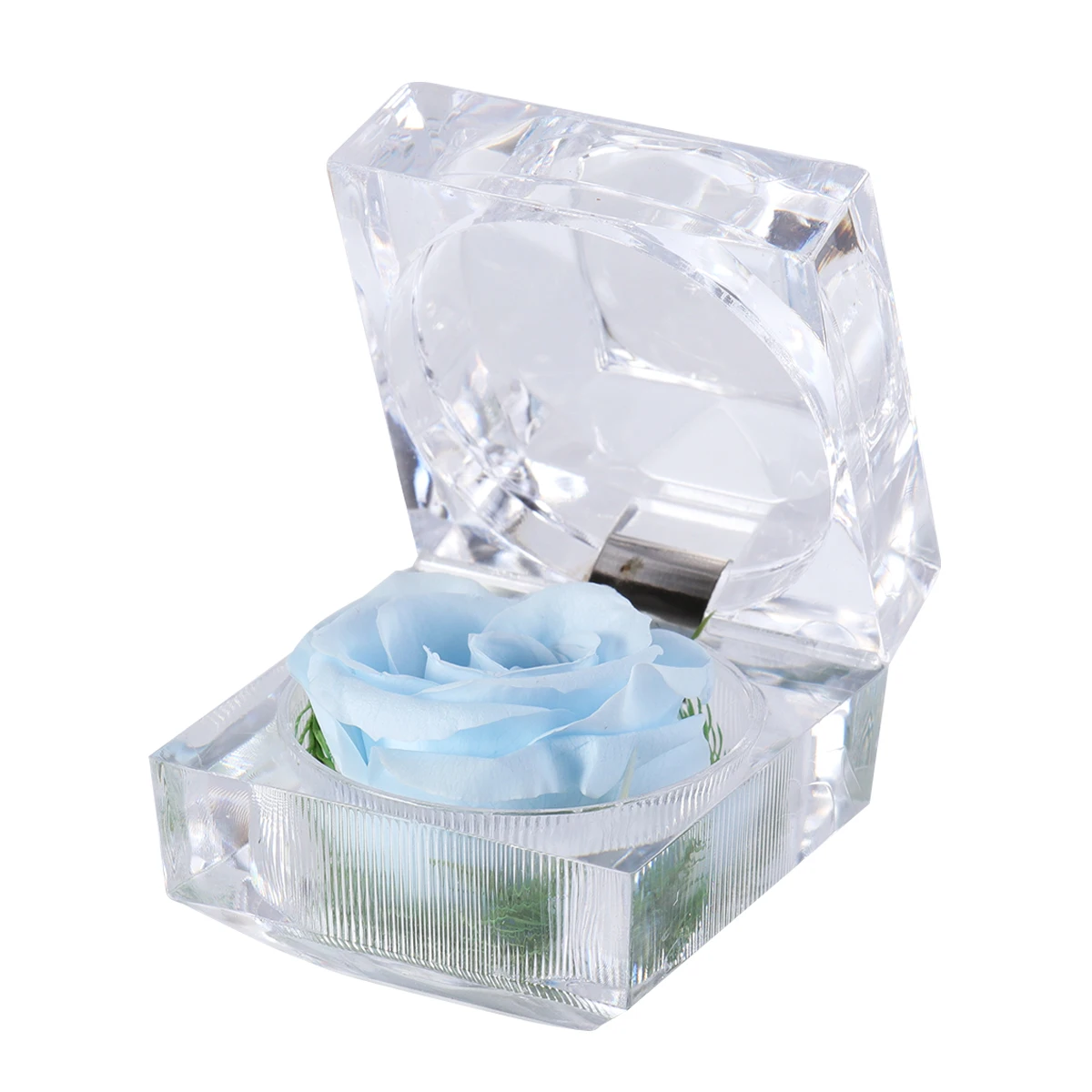 

1Pcs Eternal Flower Gift Box Light Blue Preserved Rose in Glass Dome Handmade Flowers for Valentine's Day Wedding Anniversary