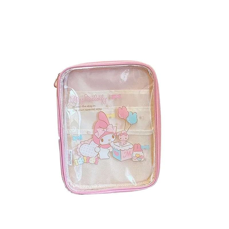 Bolso de mano Y2k Hello Kitty My Melody Sanrio Anime Kawaii Ins, bolsa de almacenamiento de viaje impermeable transparente, Kuromi Hangyodon, nuevo