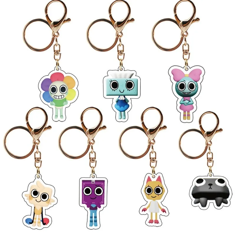 2024 New Dandy's World Keychain Cute Key Rings Cartoon Anime Character Derivative Peripherals Keychains Bags Pendant Ornaments