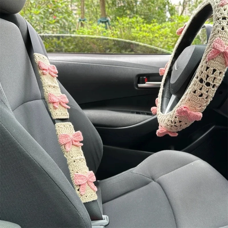 Hand‑Crochet Pumpkin Car Steering Wheel Cover, Handmade Festival Atmosphere Auto Interior Protective Sleeve