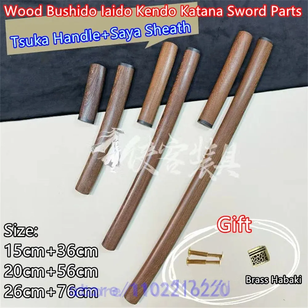 Excellent Wooden Saya Scabbard Sheath +Tsuka Handle For Bushido Iaido Kendo Japanese Sword Wakizashi Tanto Samurai Katana Parts