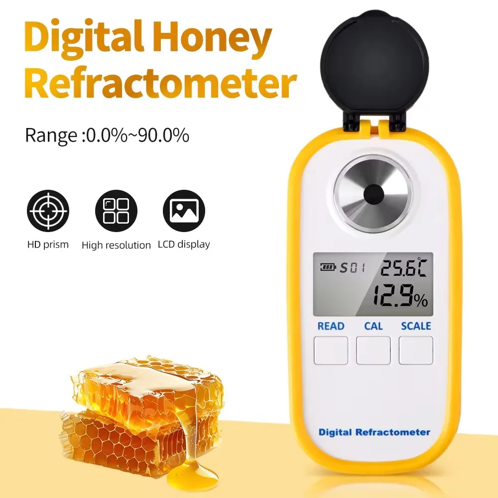 Digital Sugar Refractometer Honey Refractometer Sugar Content Tester Brix 0-94% 0-90% 0-50% ATC Refracto Meter For Fruit Juice