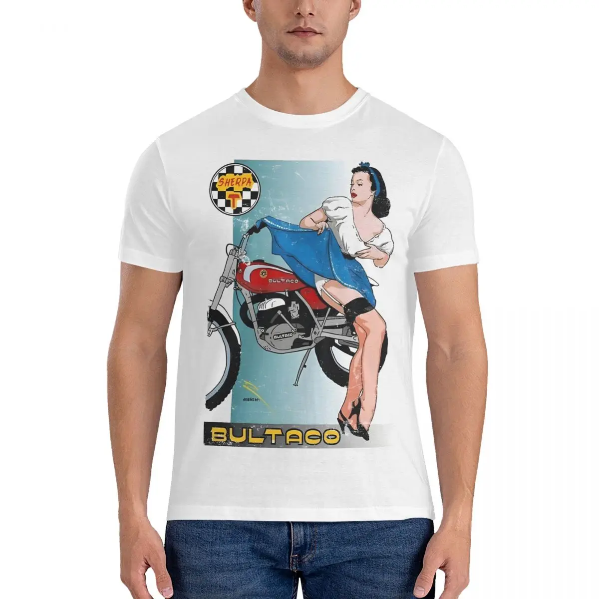 Awesome Caballeros Y Amigos Camiseta Esencial T-Shirt for Men Round Collar Cotton T Shirts Bultaco Short Sleeve Tees Gift Idea