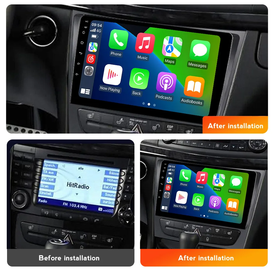 Navifly 9 Inch Car Radio Wireless CarPlay Android Auto For Mercedes-Benz E Class W211 Multimedia Player GPS Navigation FM Radio