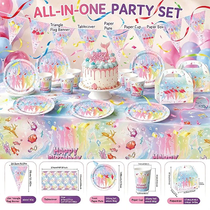 Animation Theme K-Pop Female Band Music K&Katseye Family Birthday Party Tableware Decoration Paper Bag Notebook Small Gift