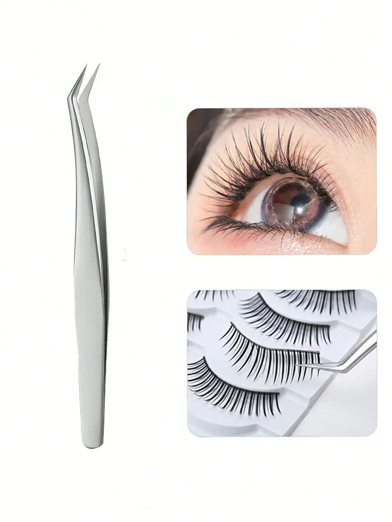 Set di 2 pinzette per extension ciglia e clip per ciglia finte