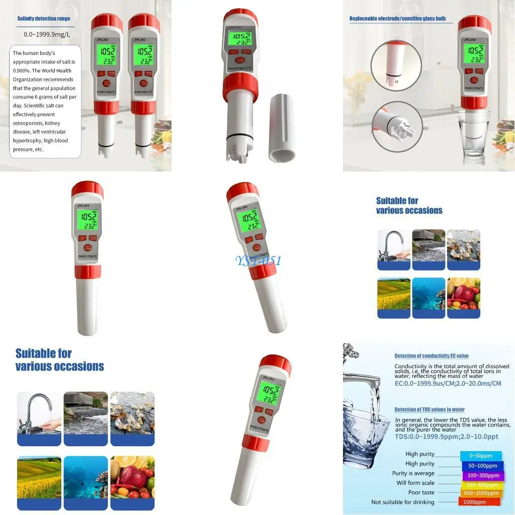 

E15A Digital Water Tester 3 Parameters ORP Detection Rapid Measurement Portable