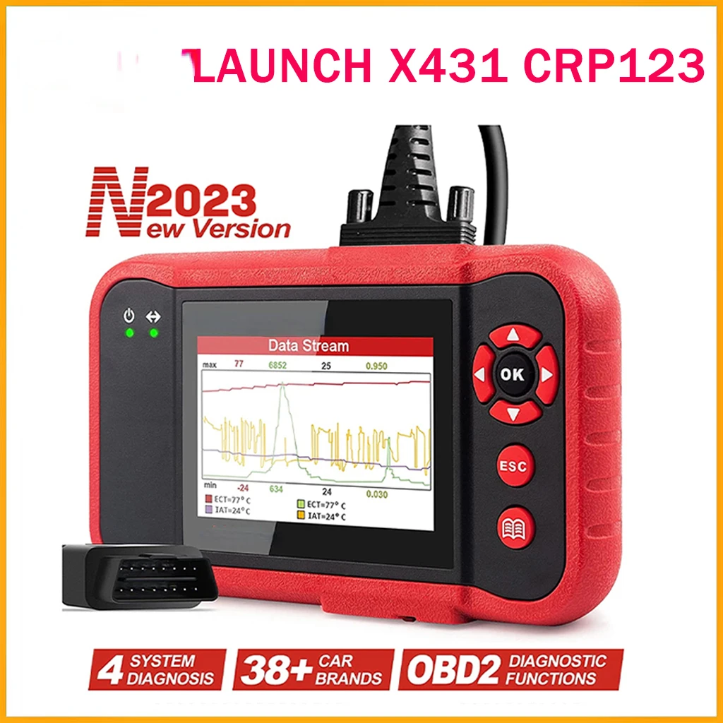 LAUNCH X431 CRP123 OBD2 Professional Automotive Scanner Engine ABS SRS AT Code Reader Car Diagnostic pk Launch Creader VII Plus