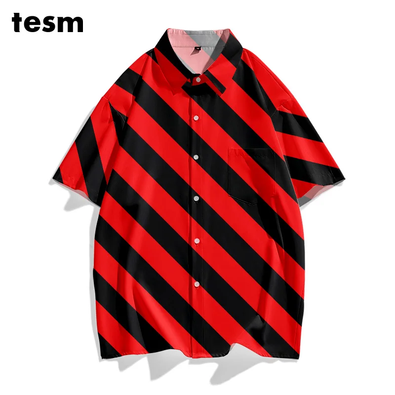 

TESM Мужская красочная рубашка в горошек с коротким рукавом, свободная посадка, повседневные летние пляжные гавайские рубашки, уличная одежда, топ для прогулок для родителей и детей