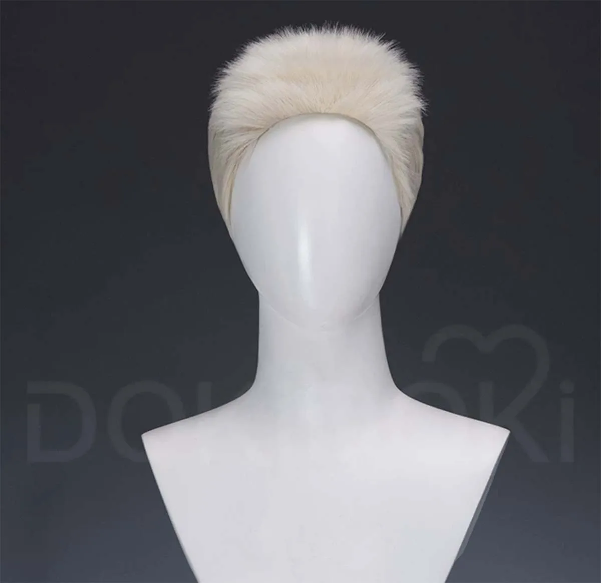 Men Game Fu Orostor Cosplay Wig Cream White Slicked Back Short Hair Heat Resistant Synthetic Hair Halloween Role Play Props