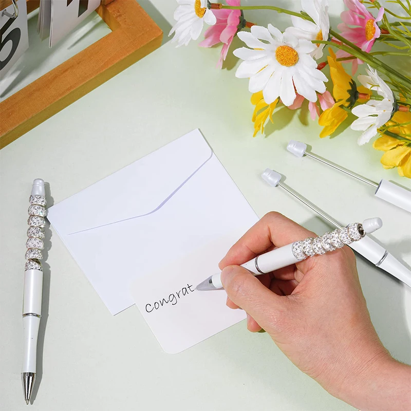 플라스틱 구슬 볼펜, 검은색 잉크, 귀여운 DIY 펜, 사무실 학교 용품, 선물용 구슬 펜, 10-100 개