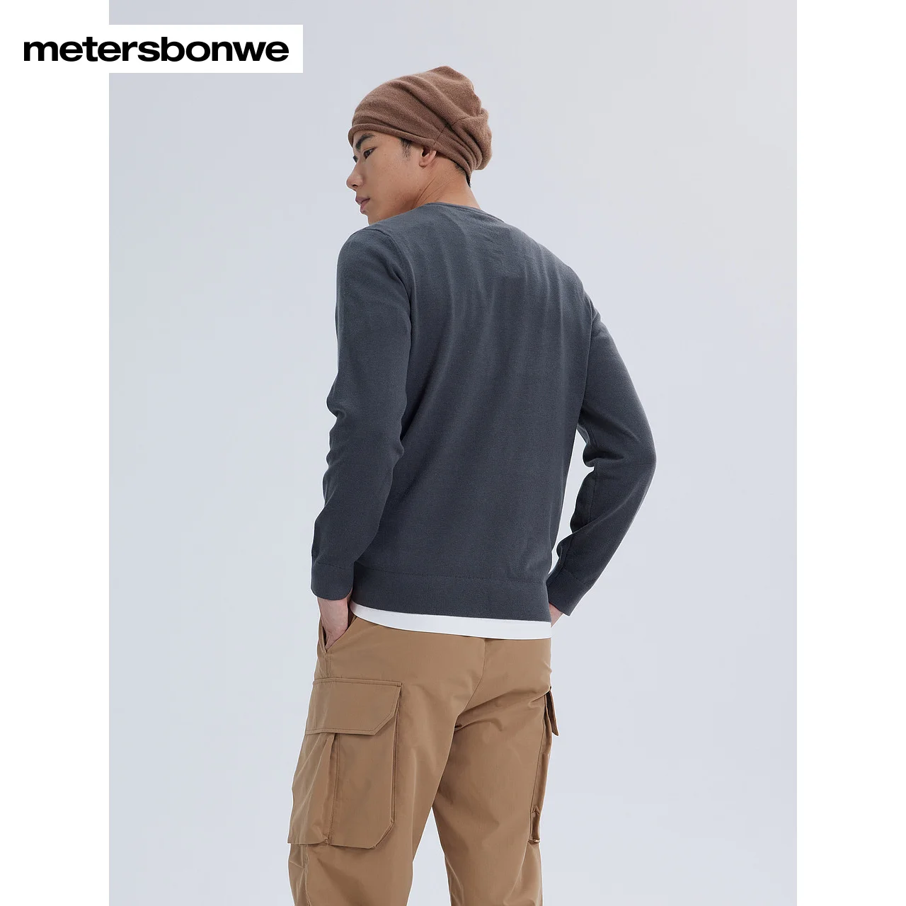 Metersbonwe-Men's Crewneck Long Sleeve Sweater Jumper Solid Color Anti-Bacterial Anti-Static Fabric Commuter Casual Winter