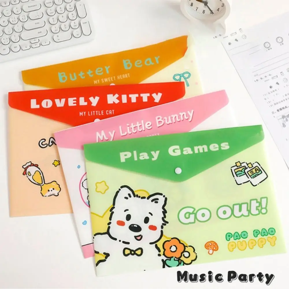 4pcs/set Waterproof Capybara A4 File Bag Moisture-proof Multifunction Archives Bag Press Button Durable Cartoon File Folder