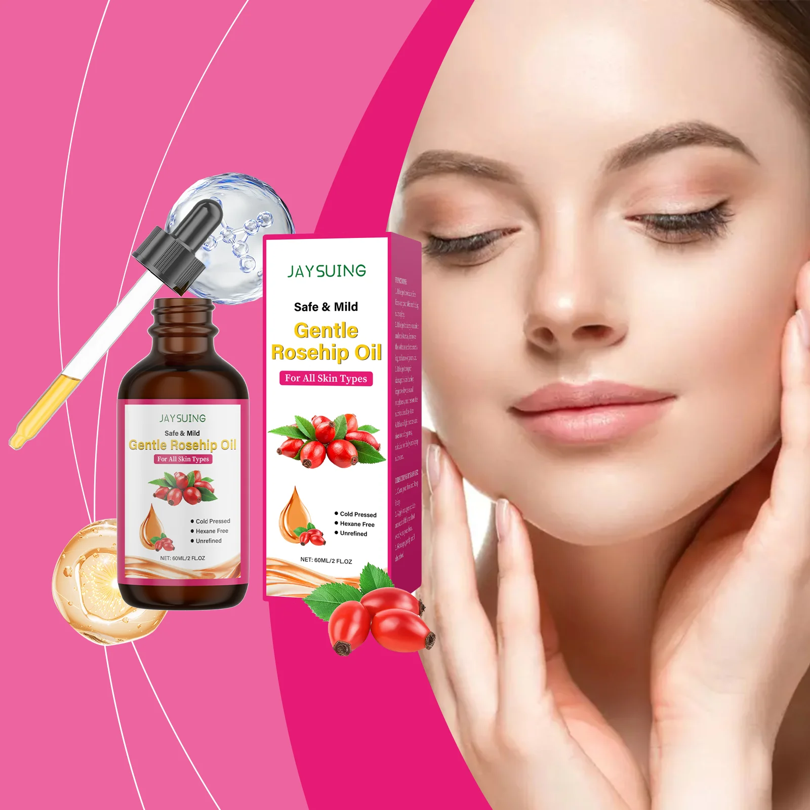 Rose Fruit Seed Facial Oil Reduce Fine Lines Repair Damaged Barriers Relieve Dryness Shrink Pores Nourishment Face Treatment Oil