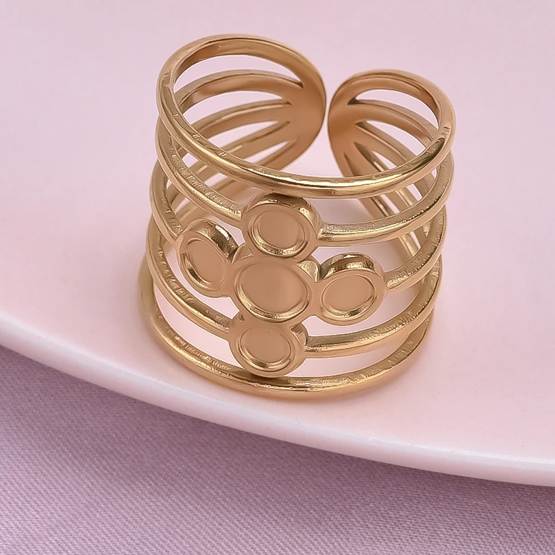 6 teile/los Vergoldet Edelstahl Basis Ringe Einstellungen DIY Blank Knuckle Ringe für Frauen Schmuck Charms Nie Verblassen Großhandel – Detail 11