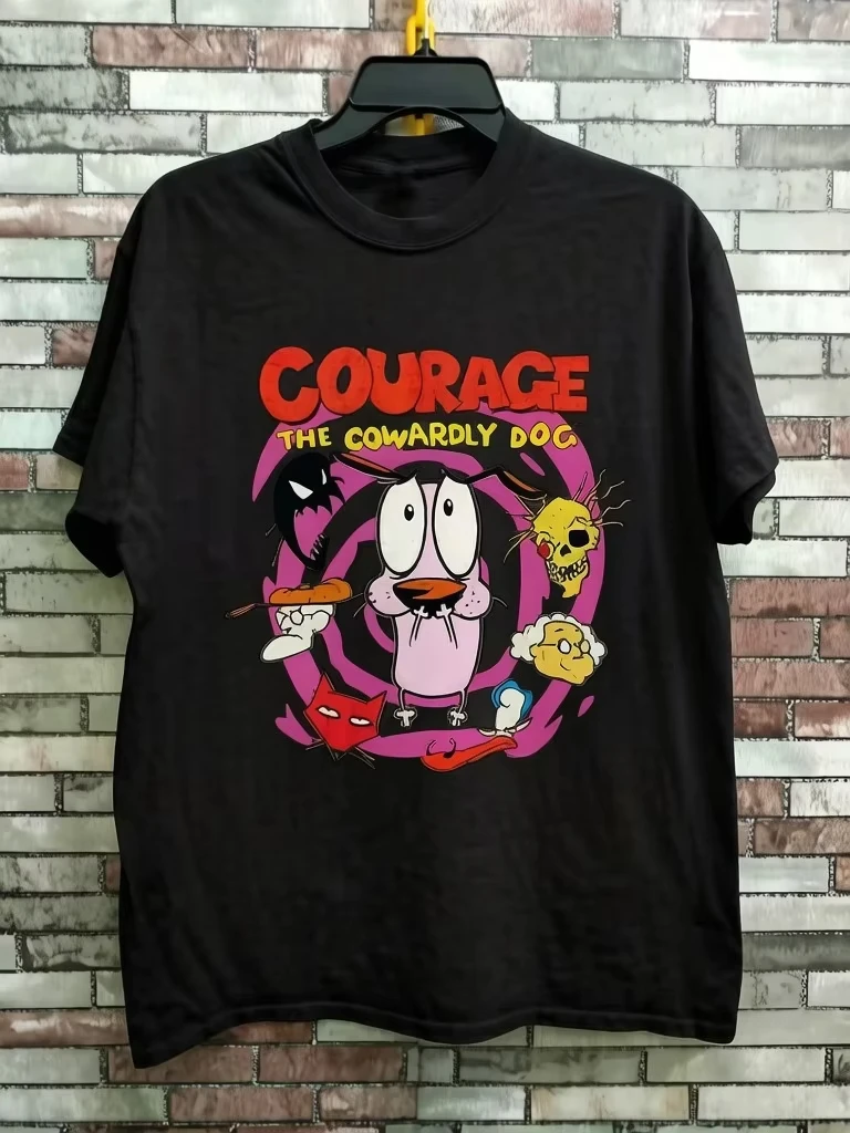 Retro Courage The Cowardly Dog T-Shirt Y2K Cartoon Tee 90s TV Series Tee Nostalgia Top Retro Scary Movie Clothes Funny Gifts