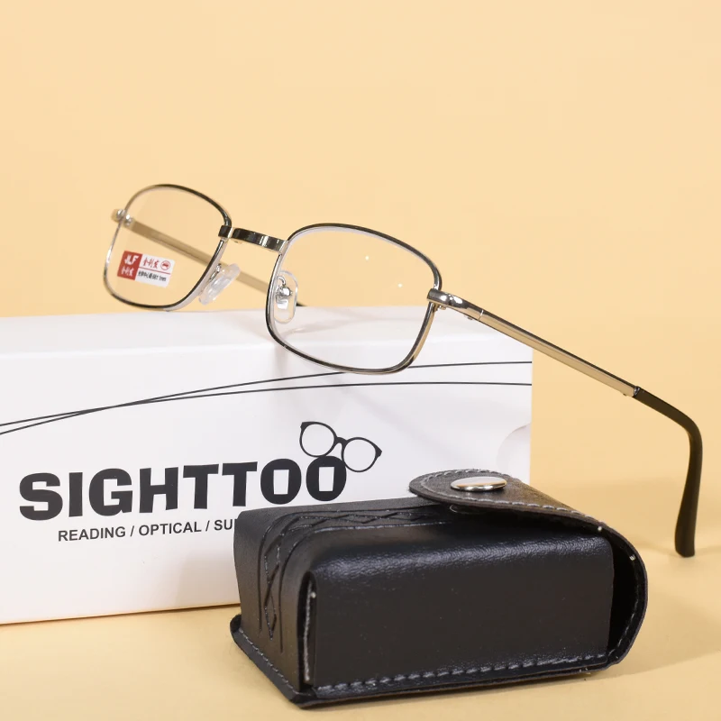 Trend Faltbare Metall Lesebrille Männer Tragbare Metall Brillen Presbyopie Dioptrien Gläser mit Fall +50 +75 + 175 + 500 + 550 + 600