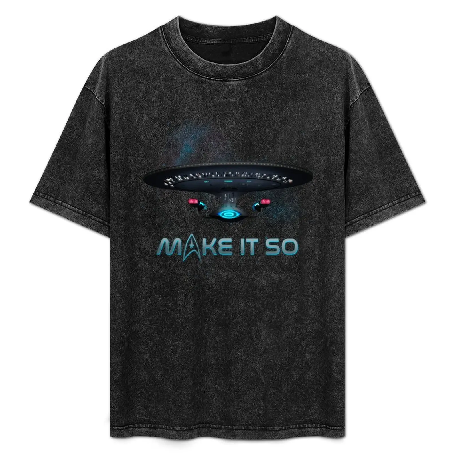Camiseta con logotipo de Star Trek: The Next Generation Make It So Enterprise Starship, camiseta informal sencilla y moderna