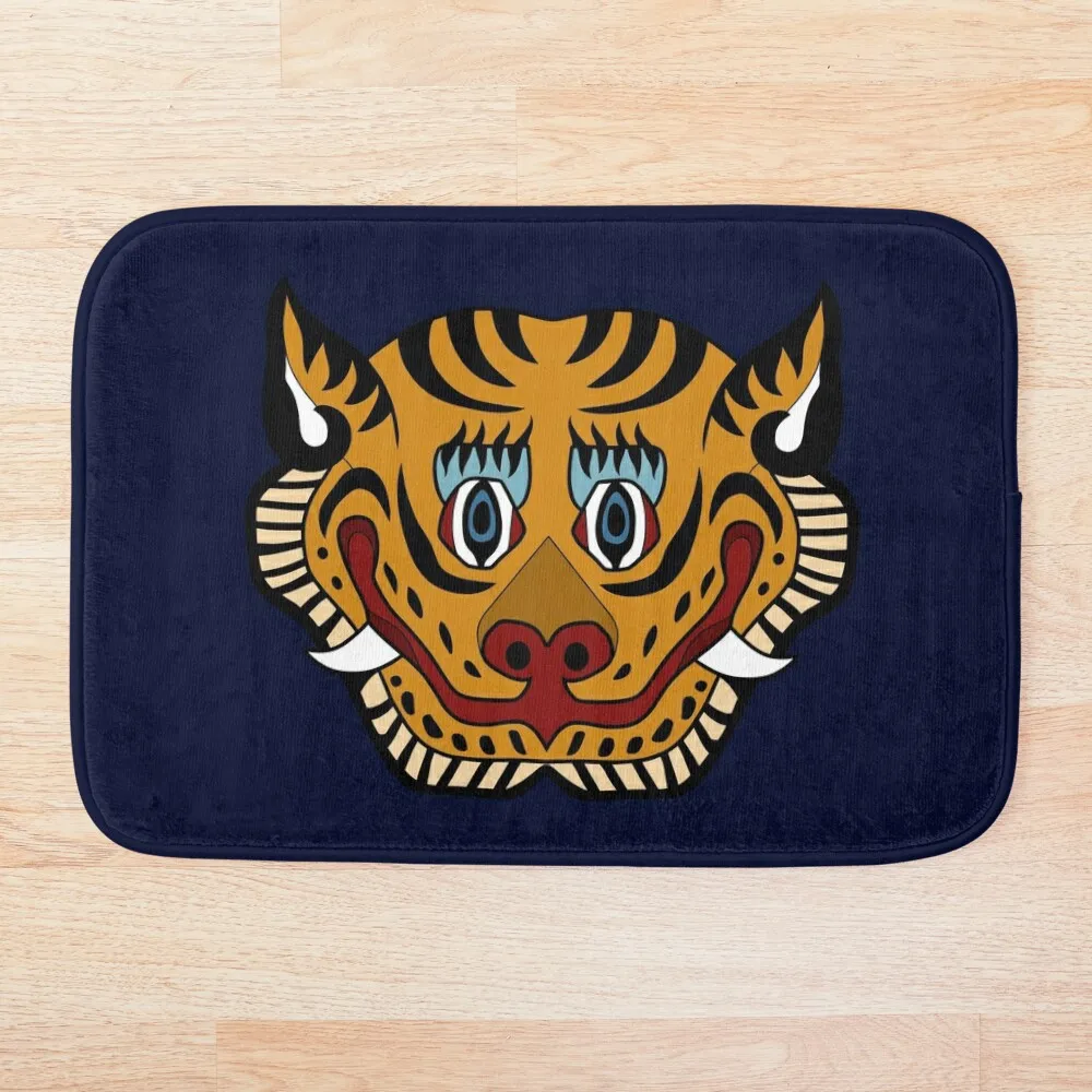 Tibetan Tiger Face Tibet Nepal Asia Jungle Animal Culture Buddhism Manzana Procreate Tibetanrug Mats for Entrance Door Printed