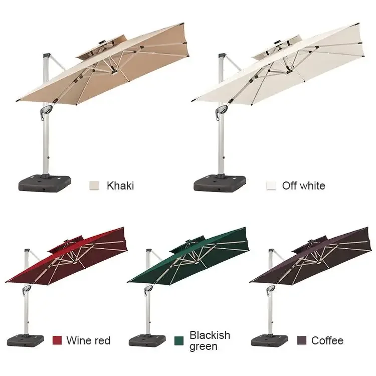 Factory Direct New Store Low Price Outdoor Furniture Restaurant Led Patio Umbrella Parasol Rome Patio Umbrellas & Bases