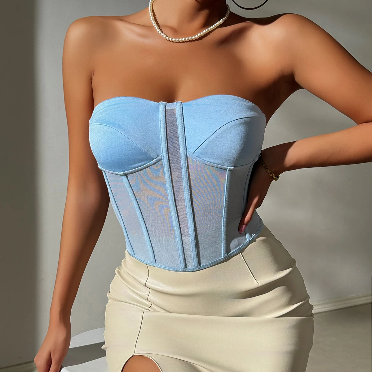 

Hollow Out Tube Tops Party Club Sexy Sleeveless Bustier Women Fashion Corset Crop Tank Top Chest Wrap Lingerie Slim Fit Camisole