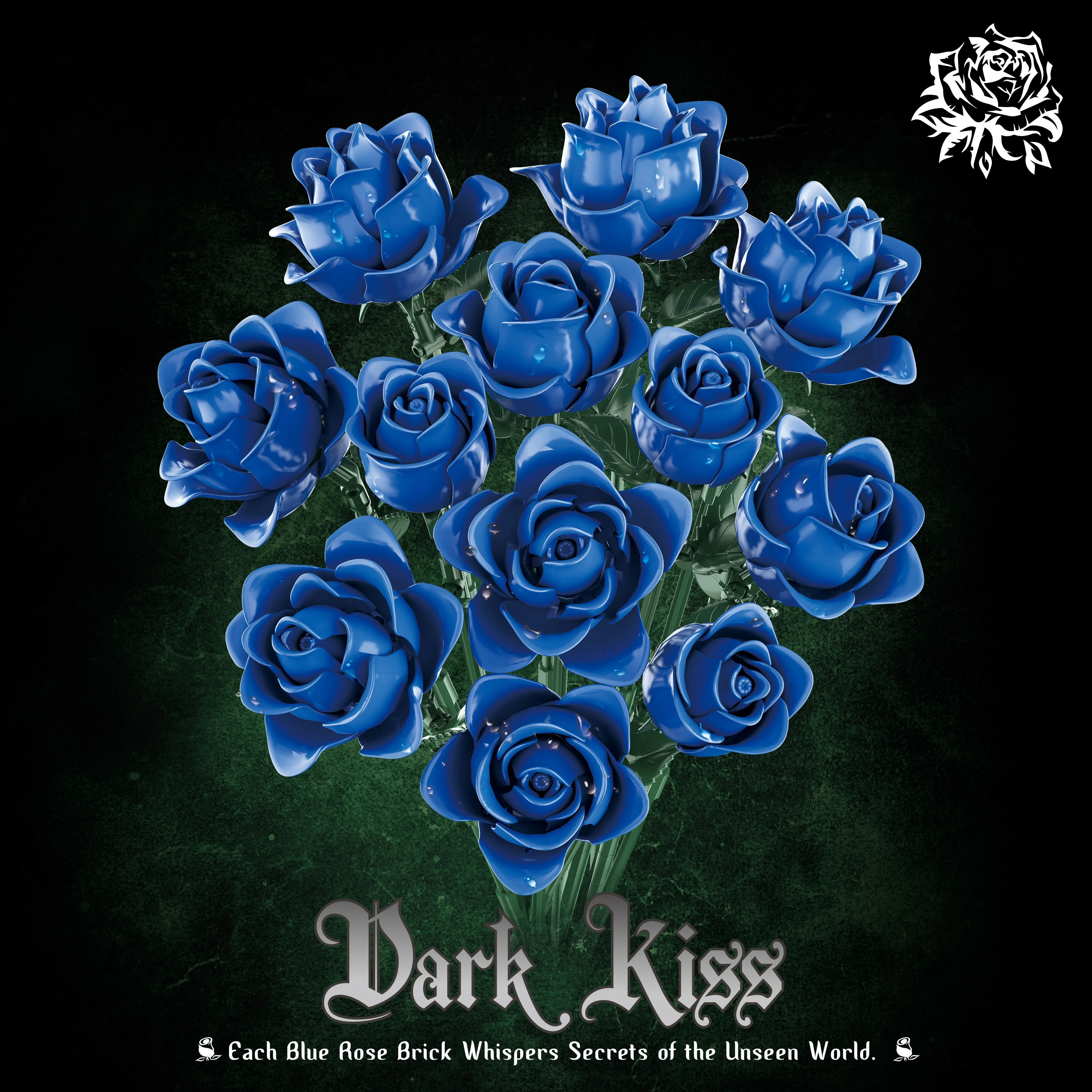 

Синий конструктор с цветочным узором, декоративная настольная модель, идеально подходит для подарков на День святого Валентина и коллекционирования.