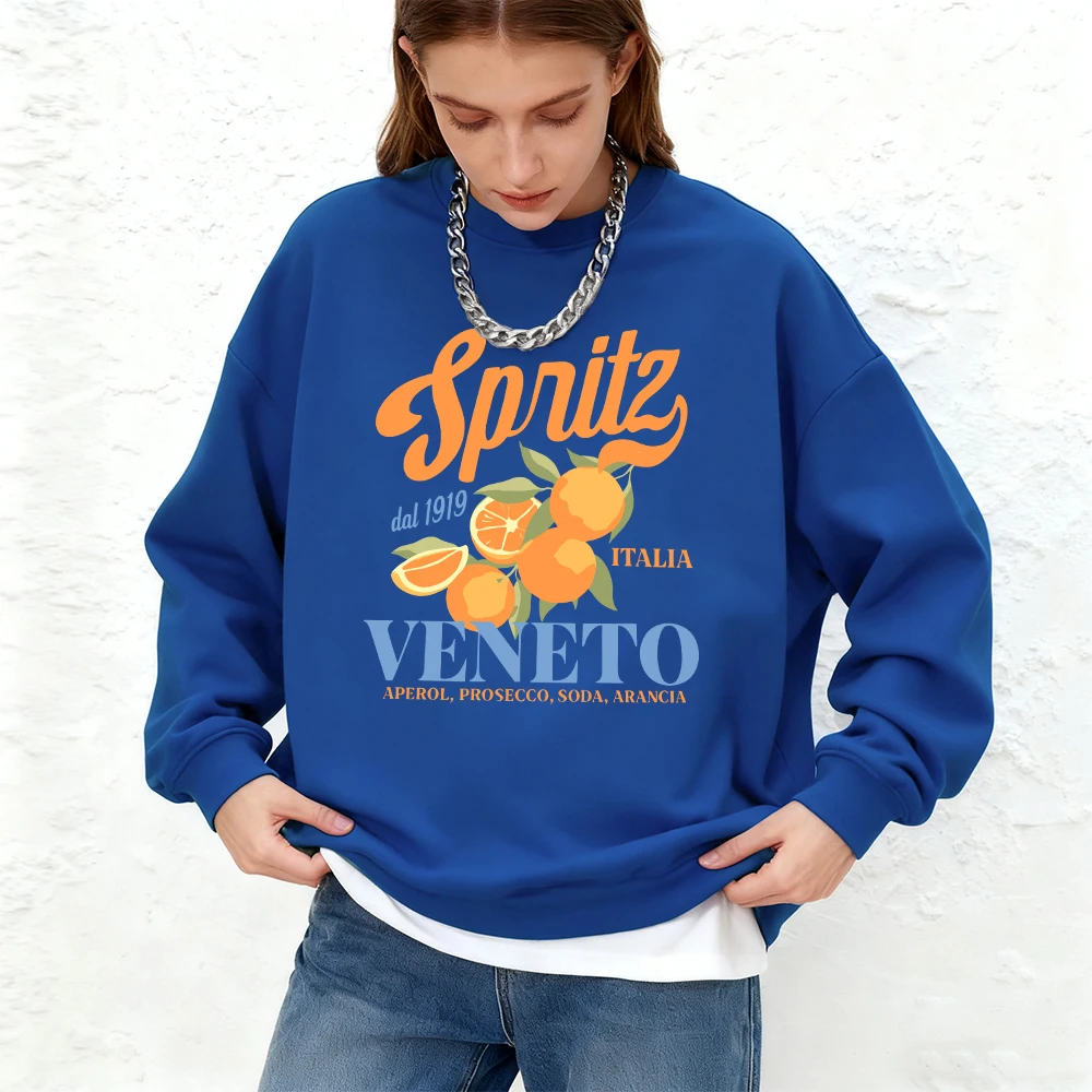 Aperol Spritz Veneto طباعة المرأة هوديس الخريف الدافئة الركض بلوزات عادية المتضخم Crewneck البلوفرات الملابس الرياضية #1